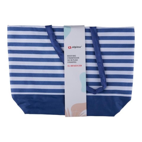 Alpina - Torba plażowa w paski 49,3x16x34 cm (Granatowy / Biały)