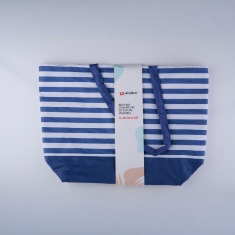 Alpina - Torba plażowa w paski 49,3x16x34 cm (Granatowy / Biały)