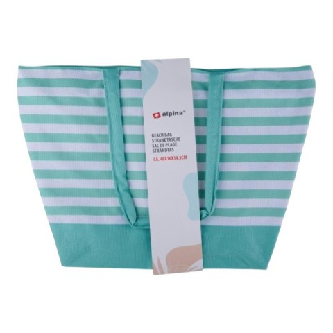 Alpina - Torba plażowa w paski 49,3x16x34 cm (Turkusowy / Biały)