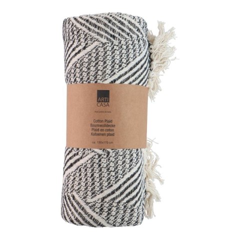 Arti Casa - Koc bawełniany w jodełke 130x170 cm (Czarny / Biały)