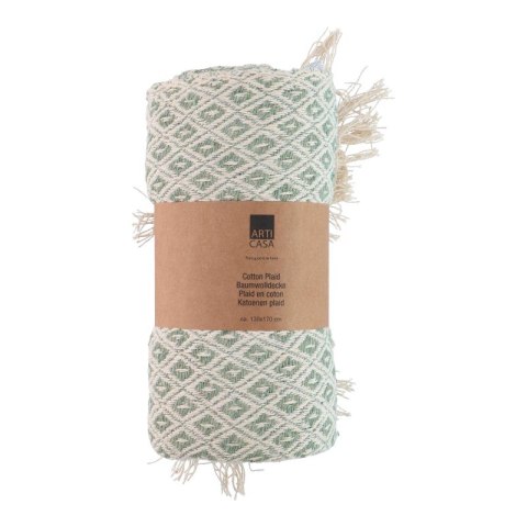 Arti Casa - Koc bawełniany w romby 130x170 cm (Zielony / Biały)