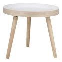 Arti Casa - Stolik kawowy okrągły do salonu 40x36 cm (Biały / Drewno)