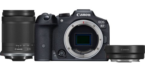 Canon EOS R7 + RF-S 18-150mm F3.5-6.3 IS STM + EF- R Bezlusterkowiec 32,5 MP CMOS 6960 x 4640 px Czarny