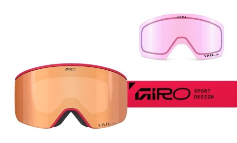 Gogle zimowe GIRO AXIS GLACIER RED STACKED (OTG) (Cylindryczne) (Szyba lustrzana kolorowa VIVID-Carl Zeiss COPPER 19-42% S2 + Sz