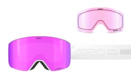 Gogle zimowe damskie GIRO ELLA WHITE RAILS (Cylindryczne) (Szyba lustrzana kolorowa VIVID-Carl Zeiss PINK 19-42% S2 + VIVID INFR