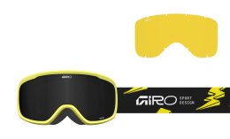 Gogle zimowe juniorskie GIRO BUSTER YELLOW BOLTS (OTG) (Cylindryczne) (Szyba lustrzana kolorowa ULTRA BLACK 8-18% S3) (NEW 2025/