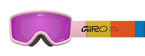 Gogle zimowe juniorskie GIRO CHICO 2.0 LIGHT PINK BLOCKS (OTG) (Cylindryczne) (Szyba lustrzana kolorowa AMBER PINK 19-42% S2) (N