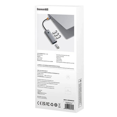 Hub 4w1 Baseus UltraJoy USB-A do 4xUSB 3.0 (szary)