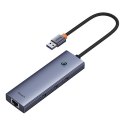 Hub 4w1 Baseus UltraJoy USB-A do USB 3.0 + RJ45 (szary)