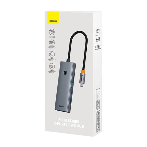 Hub 5w1 Baseus UltraJoy 5-Port (1xHDMI4K@30Hz + 4xUSB 3.0) Szary
