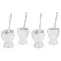 Podstawki na Jajka Porcelanowe Białe Łyżeczki EXCELLENT HOUSEWARE 4 szt.
