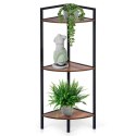 Regał Metalowy Narożny Czarny 3 Półki MDF 235 x 235 x 76 cm TRENDS4YOU