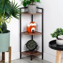 Regał Metalowy Narożny Czarny 3 Półki MDF 235 x 235 x 76 cm TRENDS4YOU