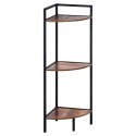 Regał Metalowy Narożny Czarny 3 Półki MDF 235 x 235 x 76 cm TRENDS4YOU