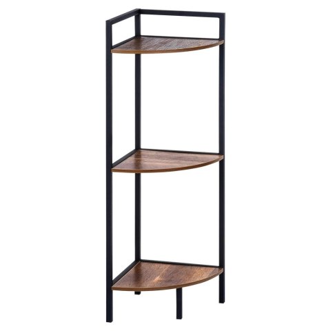 Regał Metalowy Narożny Czarny 3 Półki MDF 235 x 235 x 76 cm TRENDS4YOU
