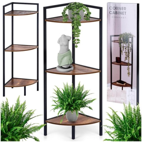 Regał Metalowy Narożny Czarny 3 Półki MDF 235 x 235 x 76 cm TRENDS4YOU