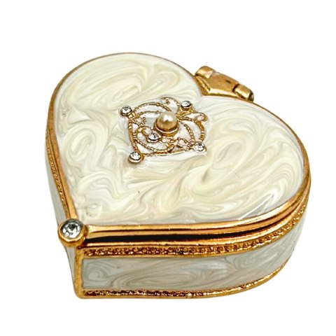 Ekskluzywne Szkatułka Pudełeczko na Biżuterię Serce z Kryształkami - B0767-06WH