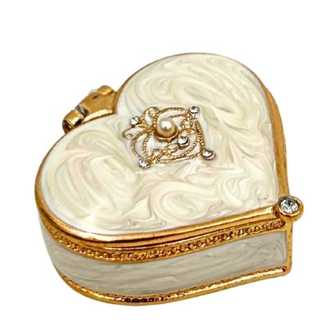 Ekskluzywne Szkatułka Pudełeczko na Biżuterię Serce z Kryształkami - B0767-06WH