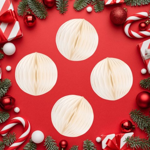 Zestaw 4 bombek papierowych składanych 8cm - śnieżna biel