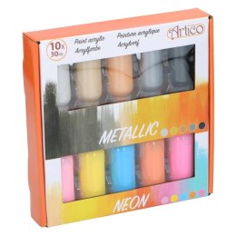 Artico - Zestaw farb akrylowych neonowych / metalicznych w tubkach 30 ml