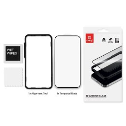 Crong 3D Armour Glass - Szkło hartowane 9H Full Glue do iPhone 16 / iPhone 15 + ramka instalacyjna