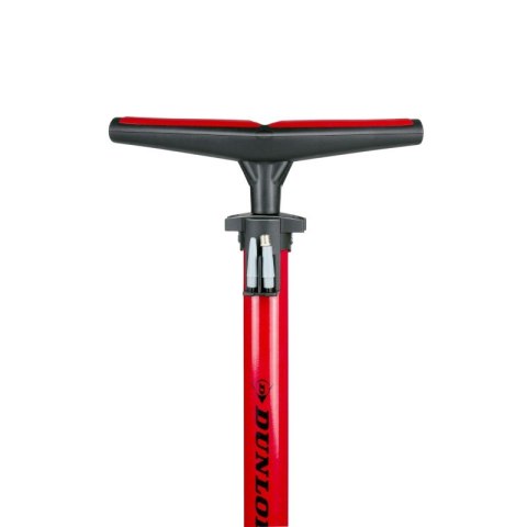 Dunlop - Pompka podłogowa do rowerów, piłek, materacy z manometrem (Czerwony)