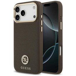 Guess Grained Strass Logo MagSafe - Etui iPhone 17 Pro Max (brązowy)