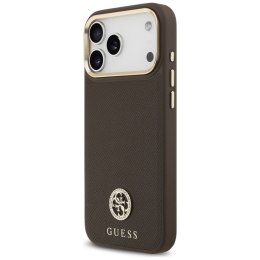 Guess Grained Strass Logo MagSafe - Etui iPhone 17 Pro Max (brązowy)