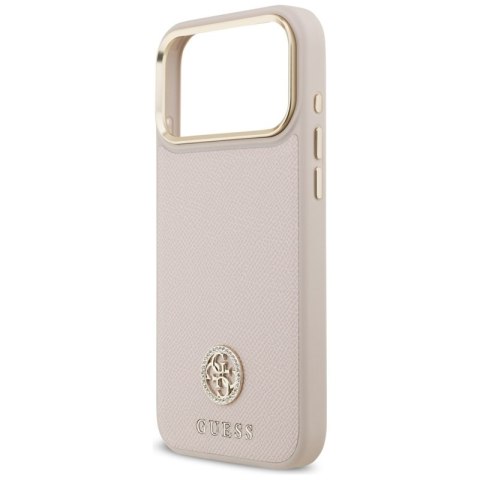 Guess Grained Strass Logo MagSafe - Etui iPhone 17 Pro Max (różowy)
