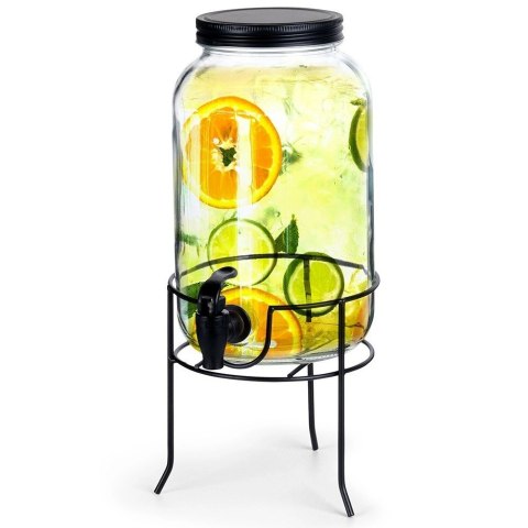 Słój Dozownik do Napojów z Kranikiem Czarnym Stojakiem Szklany VILDE 3,2 L