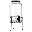 Słój Dozownik do Napojów z Kranikiem Czarnym Stojakiem Szklany VILDE 3,2 L