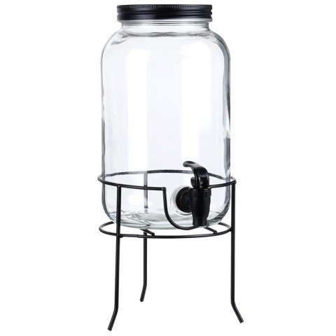 Słój Dozownik do Napojów z Kranikiem Czarnym Stojakiem Szklany VILDE 3,2 L