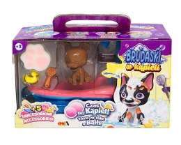 Zestaw Łazienka: piesek + błoto + 5 akcesoriów, Boston #3 biało-czarny | Brudaski w Kąpieli