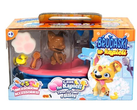 Zestaw Łazienka : piesek + błoto + 5 akcesoriów, Corgi #2 biało-żółty | Brudaski w Kąpieli