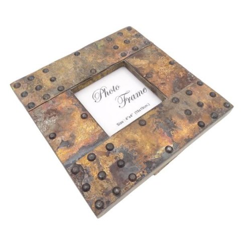 Drewniana ramka na zdjęcia pokryta blachą - A-1106 - format zdjęcia 10x10cm
