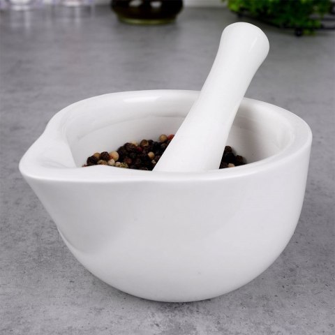 Moździerz z Tłuczkiem do Przypraw Porcelanowy Biały Houseware