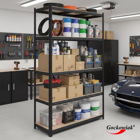 Regał magazynowy 200kg 5 poziomów 205x120x45 cm 1000 kg czarny