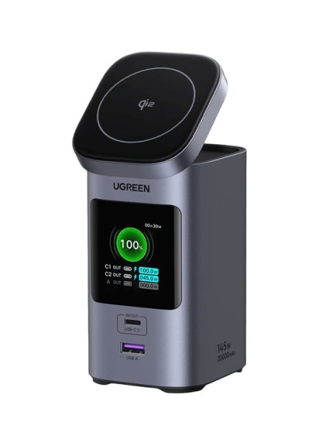 Ugreen Nexode Litowo-jonowa (Li-Ion) 20000 mAh Bezprzewodowe ładowanie Czarny, Szary