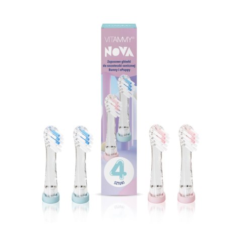 VITAMMY NOVA Zestaw końcówek do szczoteczki sonicznej ePUPPY BUNNY dla dzieci od 3 do 6 lat, 4 szt