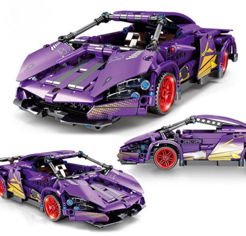 Zestaw Klocków Auto Sportowe Fioletowe 470el.