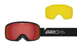 Gogle zimowe GIRO ROAM BLACK STACKED (OTG) (Cylindryczne) (szyba AMBER SCARLET 19-42% S2 + YELLOW 80-99% S0) (NEW 2025/2026)