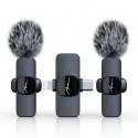 MICRO-MIC DUO - 2x Mikrofon Bezprzewodowy Krawatowy (zestaw), na klips, iOS & Android (OTG), mini, superczuły. USB-C & LIGHTNING