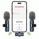MICRO-MIC DUO - 2x Mikrofon Bezprzewodowy Krawatowy (zestaw), na klips, iOS & Android (OTG), mini, superczuły. USB-C & LIGHTNING