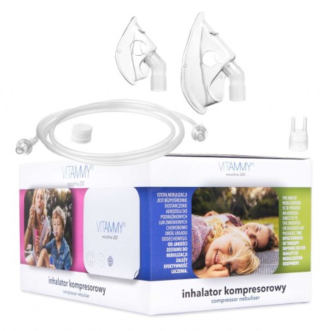 VITAMMY MICROFINE 200 Inhalator kompresorowy domowy, MMAD 3,16, cichy i kompaktowy