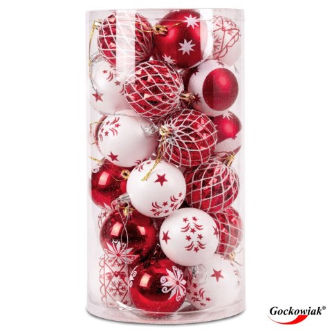 Zestaw bombek na choinkę SAPIN CZERWONO-BIAŁY 30 szt