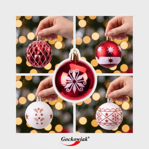Zestaw bombek na choinkę SAPIN CZERWONO-BIAŁY 30 szt