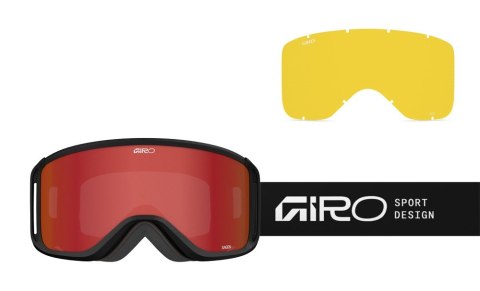 Gogle zimowe GIRO SAGEN BLACK STACKED (OTG) (Cylindryczne) (szyba AMBER SCARLET 19-42% S2 + szyba YELLOW 80-99% S0) (NEW 2025/20