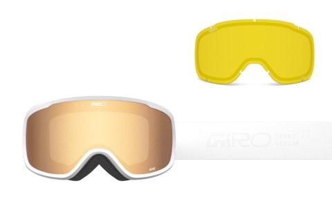 Gogle zimowe damskie GIRO MOXIE WHITE STACKED (Cylindryczne) (szyba AMBER GOLD 19-42% S2 + YELLOW 80-99% S0) (NEW 2025/2026).