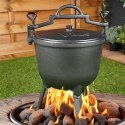 Kociołek Żeliwny Pojemny na Nóżkach z Pokrywką na Ognisko Grill CAST LINE 10 l