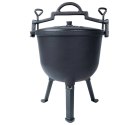 Kociołek Żeliwny Pojemny na Nóżkach z Pokrywką na Ognisko Grill CAST LINE 10 l